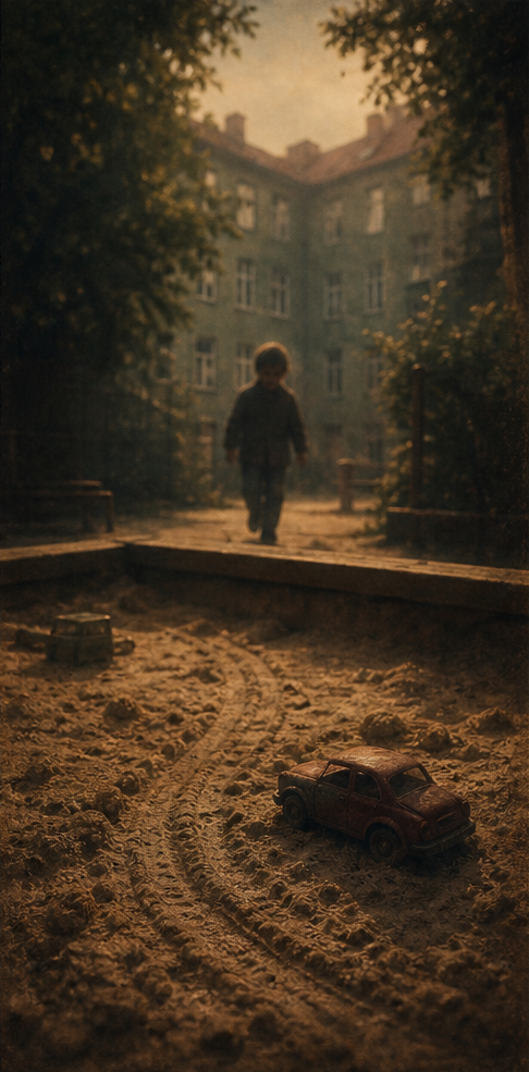 AI generated image done by me. It is an actual reproduction of a childhood image of me at my grandparents